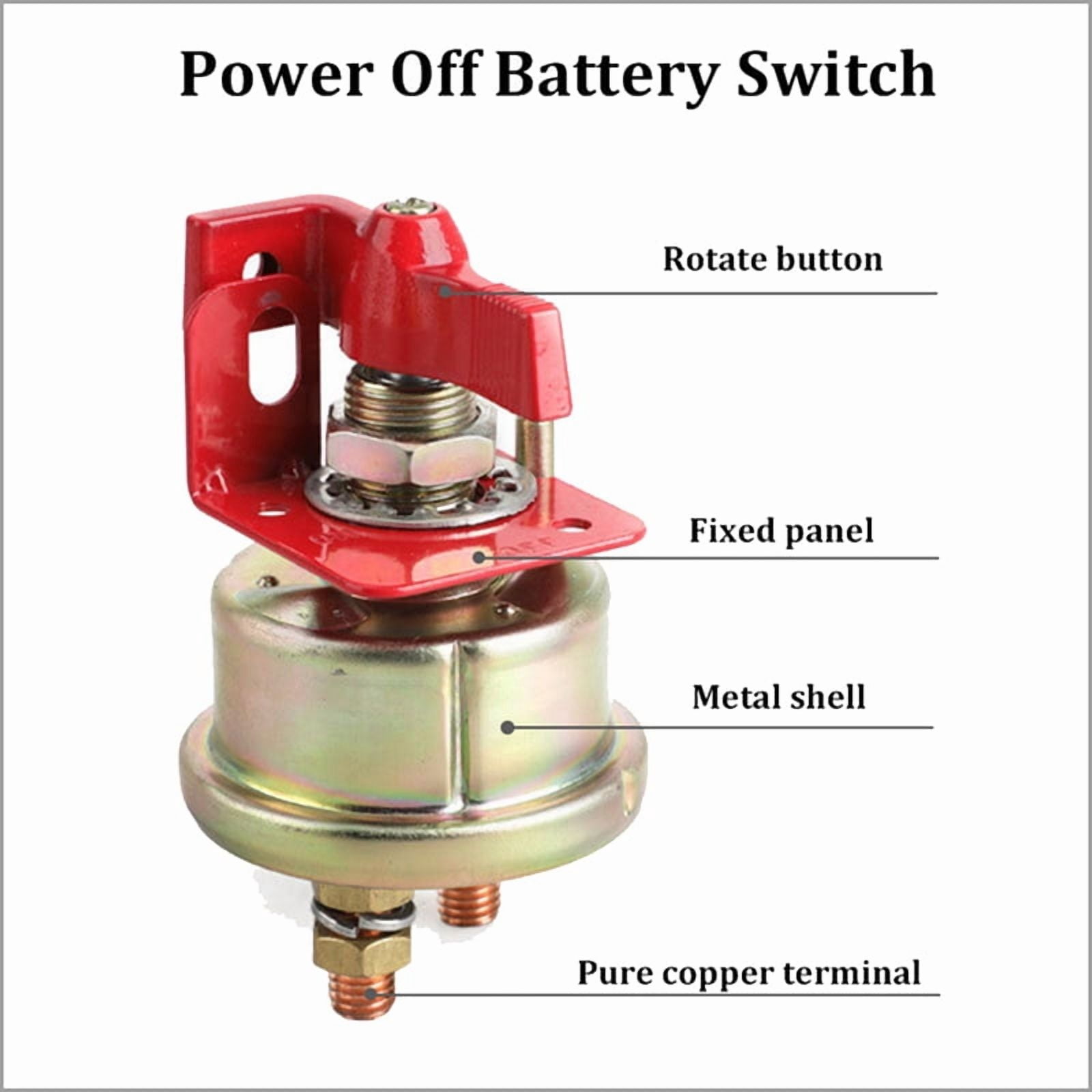 2X Universal Forklift Excavator-Marine Battery Disconnect Switch with Lock Bracket Power Cut Off Battery Switch Metal