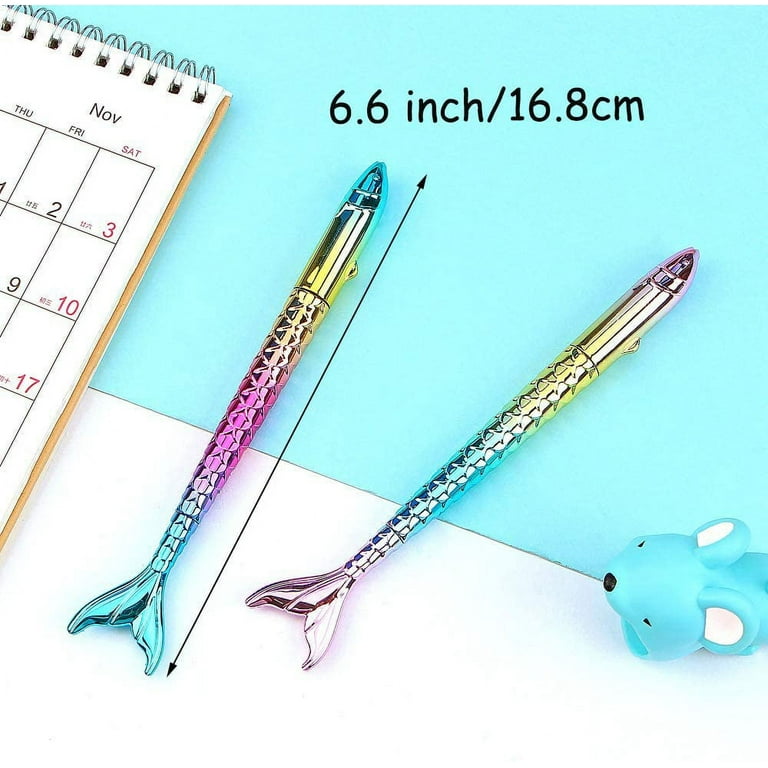 Abgream Pack of 24 Mermaid Pens - Creative Liquid Gel Ink Rollerball Pen  for School Home Office Stationery Store Kids Girls Women Coworkers Gift,  Party Supplies (0.5mm Black Gel Ink Pen) 
