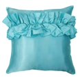 thumbnail image 4 of S4Sassy Handmade Frill Blue Satin Cushion Cover Square Pillow Case 12 x 12, 4 of 5