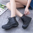 thumbnail image 6 of XIMIN Women's Rain Boots Solid Color Round Toe Heel Platform Ankle Boots Fashion Cross Lace Up Block Thick Heel Booties Casual Comfortable Ladies Outdoor Shoes, 6 of 7