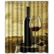 MOHome WineRed Wine Design Shower Curtain Waterproof Polyester Fabric Shower Curtain Size 60x72 inches
