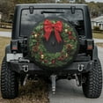 thumbnail image 2 of Lotusprinthandmade Wreath Graphic Christmas Gift Spare Tire Cover With Backup Camera Hole 6 Sizes (29 in.), wreath print tire cover, christmas decor spare tire cover, 2 of 6