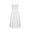 thumbnail image 4 of Vestido a media pierna de una línea para mujer Ropa de playa de verano de color sólido simple y chic Ygjytge M blanco para Mujer, 4 of 8
