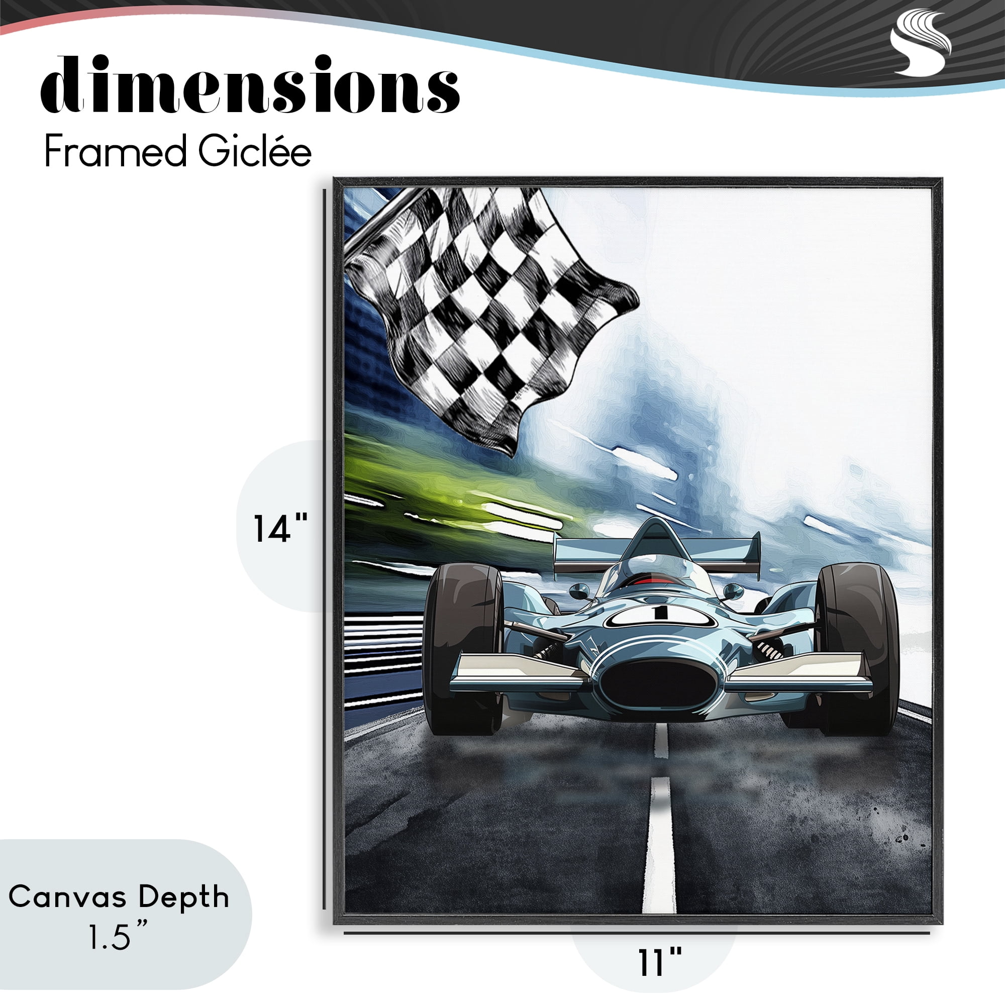 Stupell Industries Racecar Set Go Black Framed Giclee Art, design by Christine Simpson Art