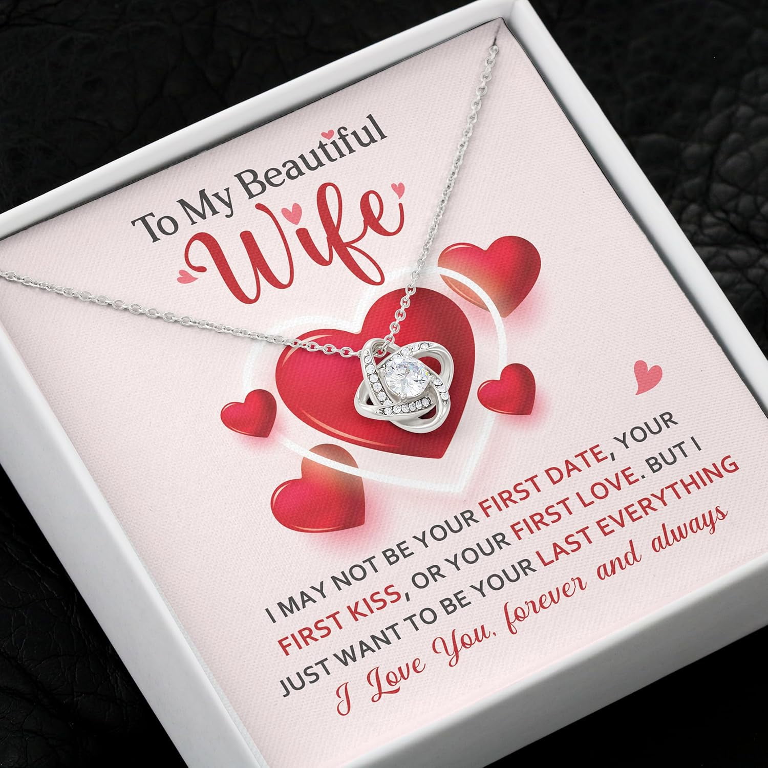 To My Wife Necklace from Husband - Unique Anniversary & Birthday Gift Ideas, Romantic Love Knot Jewelry for Best Wife, Soulmate Present, Beautiful  Future Wife Wedding, Mothers Day Gifts