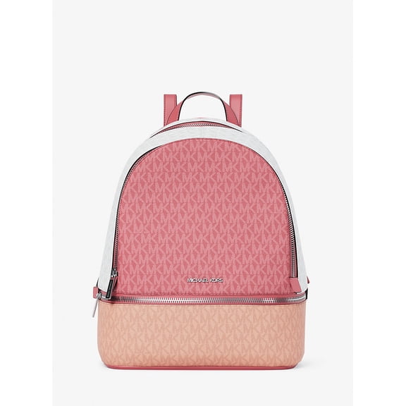 Michael Kors Outlet Rhea Medium Color-Block Signature Logo Backpack - Hibiscus