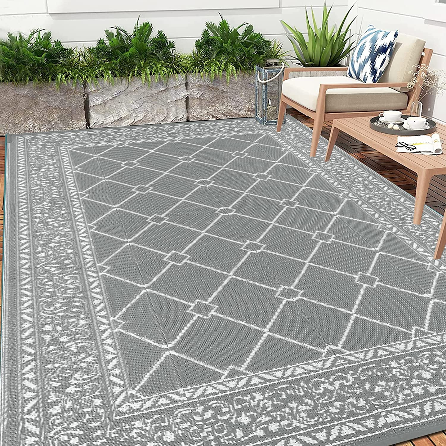 ASWMXR HEBE Outdoor Rugs 6'x9' for Patios Clearance Waterproof Patio