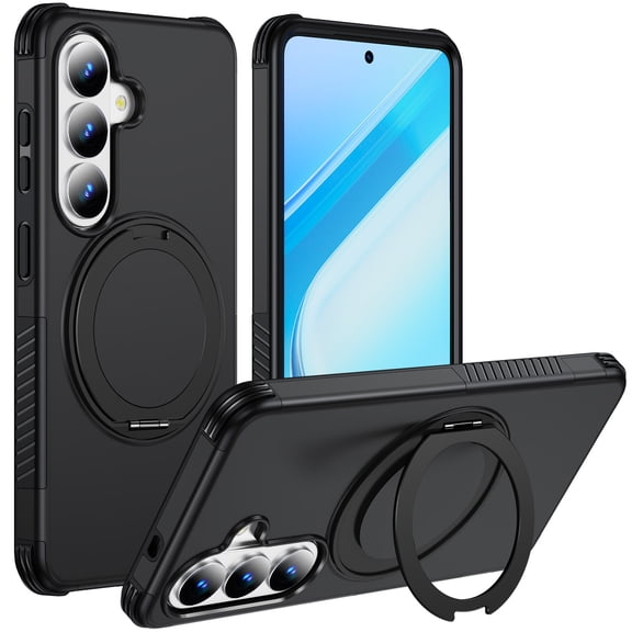 Corliven for Samsung Galaxy S26 Case, Magnetic Kickstand Protective Cover, Shock Absorbing Rugged Phone Case, Anti-Scratch Wireless Charging Case, Black