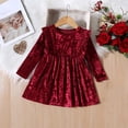 thumbnail image 5 of KYAIGUO Infant Toddler Girls Long Sleeve Velvet Dresses for Girls,Baby Dresses Kids Spring Fall Dress Party Gown Baby Kids Fall Winter Ruffle Long Sleeve Wedding Evening Dress 9M-4Years, 5 of 8
