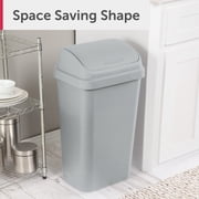 Sterilite Kitchen Trash Can, 13 Gallon Plastic Garbage Bin with Swing Top Lid, Light Gray