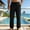 Black, variant on Mens Casual Pants Crinkled Fabric Classic-Fit Pant with Pockets Lightweight Chino Pants for Beach