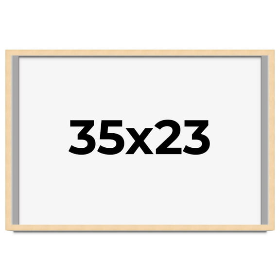 35x23 Frame Natural Wood Picture Frame | 0.75 Inch Moulding Width | with UV Acrylic Plexiglass,