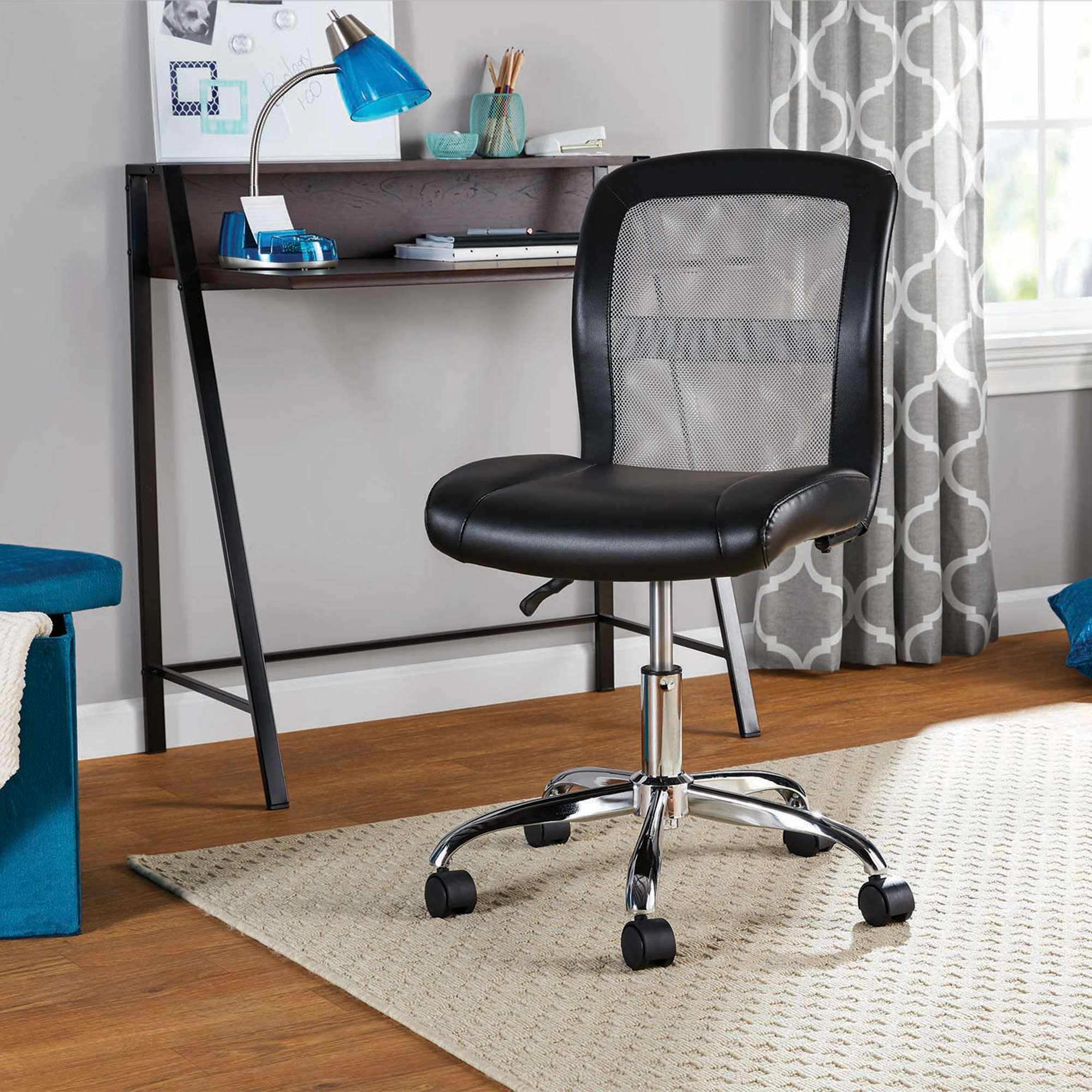 Mainstays Mid-Back, Vinyl Mesh Task Office Chair, Black and Gray - image 3 of 5