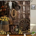 thumbnail image 3 of 4PCS Texas Star Western Shower Curtain Set, Waterproof Fabric Shower Curtain, Non-Slip Bath Mat Bathroom Rugs, Retro Beige Black Buffalo Plaid Primitive Country Rustic Farmhouse Bathroom Decor, 3 of 7