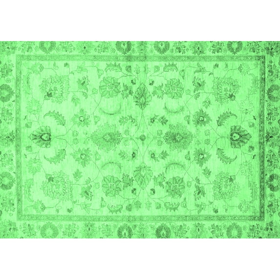 Ahgly Company Indoor Rectangle Oriental Emerald Green Traditional Area Rugs, 7' x 9'