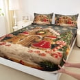 thumbnail image 3 of Homewish Christmas Gingerbread Man Twin Sheet Sets,Xmas Sweet Candy Cane Twin Fitted Sheet,Brown Red Green 03 For Girls,Ultra Soft Home Decor,3-Piece, 3 of 7