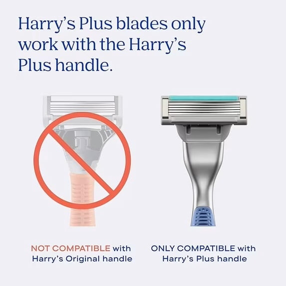 Harry's Plus Razor Blade Refills, 6 Pack and 1 Harry's Original + Handle + 2 Count Shaving Gel Travel Size 2oz/each Bulk Repack