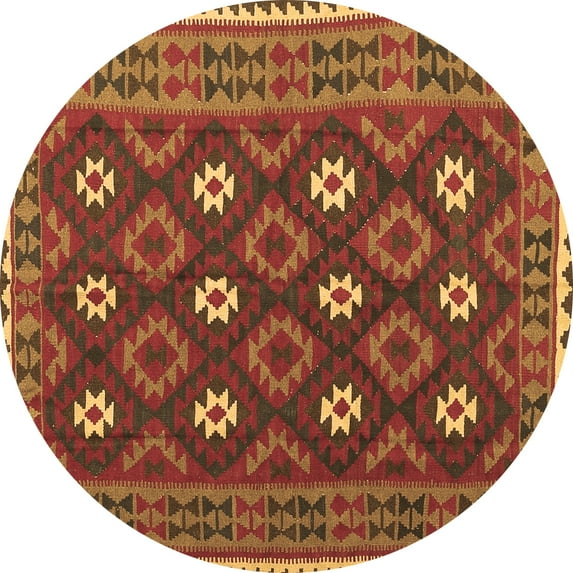 Ahgly Company Indoor Round Oriental Brown Traditional Area Rugs, 8' Round