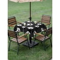 thumbnail image 4 of Outdoor Tablecloth with Umbrella Hole for Patio/Picnic/Party/Camping, Black Footballs Waterproof Table Cloth Square Cover Washable, Balls Sports Games Retro Charcoal Texture (60"x 60"), 4 of 9