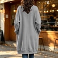 thumbnail image 6 of WIZUTIZ Women's Solid Color Button Down Lapel Collar Coat Mid-Length Long Sleeve Pockets Loose Fit Casual Winter Warm Outerwear, 6 of 7