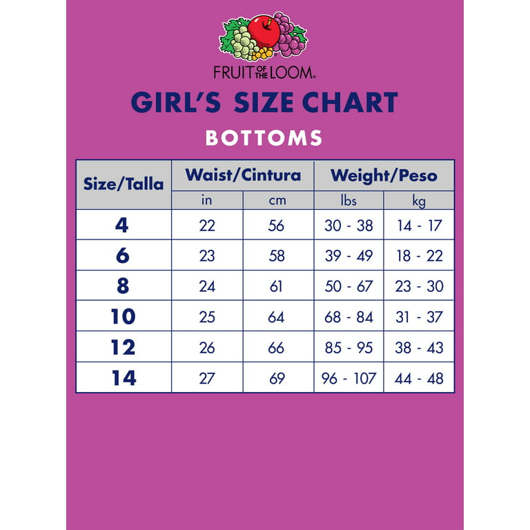 Fruit of the Loom Girls' Assorted Cotton Brief Underwear, 10 Pack Panties  Sizes 4 - 14