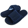 thumbnail image 5 of Mens Slippers,Slippers with Adjustable Hook Loop Closure for Indoor Outdoor Wear All Day Comfort Soft Sole Warm Slides,Slippers for Men,Navy,11-12, 5 of 5