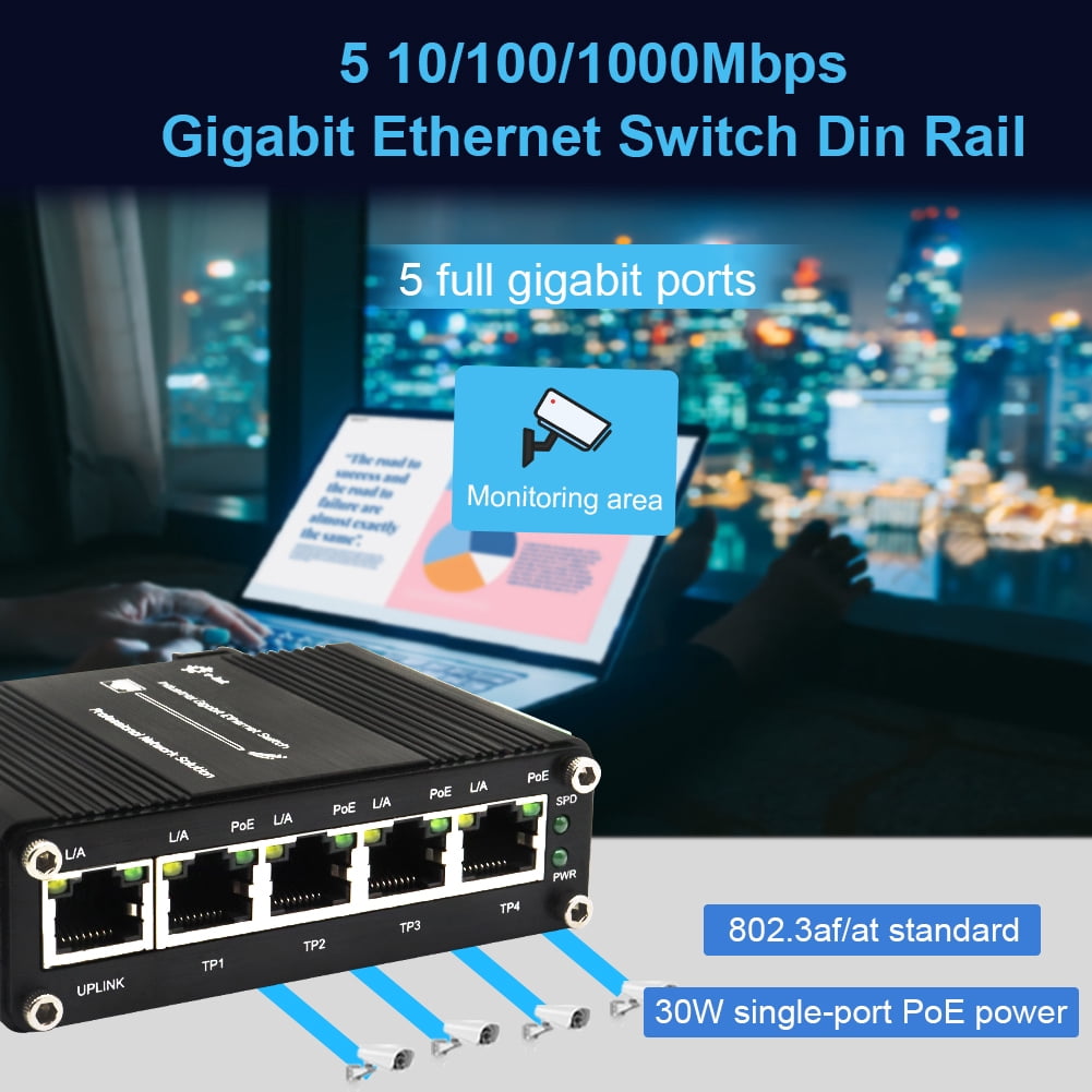 120W POE Ethernet Switch Industrial Switch 100Mbps Half/Full Duplex 1000Mbps
