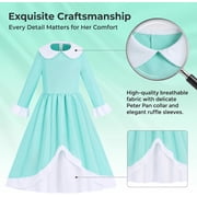 G*irls Halloween Princess Dress with Accessories, Blue Princess Dress with Wig Wand Crown Earrings and Star Earrings