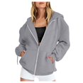 thumbnail image 3 of Pullover Sweaters for Women Work Winter Relaxed Fit Hooded Long Sleeve Bubble Drop Shoulder with Pocket Graphiprint Leisure Cotton Hoodies Sweatshirts(Grey,S), 3 of 4