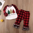 thumbnail image 4 of Shuttle tree Toddler Baby Girls Christmas Outfits Christmas tree Shirt +Plaid Ruched Ruffle Pants Fall Outfit, 4 of 6