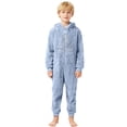 thumbnail image 3 of Weebloom Christmas Kids Hooded Onesie Pajamas Flannel Cozy Fleece Snowflake Print Jumpsuit Romper Winter Holiday Outfit Soft Pjs Loungewear For Boys Girls Blue 9-10 Years, 3 of 6