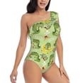 thumbnail image 3 of Gaeub Cute Dinosaurs Cartoon Women's One Shoulder Ruffle Tummy Control Swimwear for Swimming Surfing Beach Party - Medium, 3 of 8
