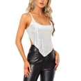thumbnail image 4 of MODA NOVA Juniors Party Cami Spaghetti Straps Criss Cross Crop Sequin Top, 4 of 6