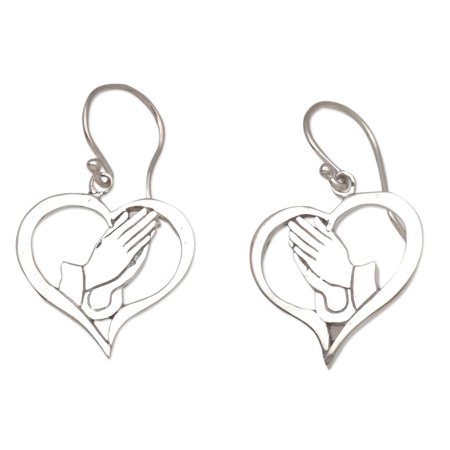 NOVICA Sterling silver dangle earrings, 'Empire of Love'