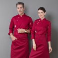 thumbnail image 3 of Botones de la chef de la chef de la manga larga del invierno del invierno con los bolsillos delanteros camisas para los trajes profesionales de los hombres para el restaurante Red XL seitruly LF000332-21, 3 of 6