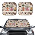 thumbnail image 2 of Balery 2 Piece Vintage Coffee Car Windshield Sun Shade|Foldable Front Windshield Shade for Car Front Window for Most Sedans SUV Truck-Small, 2 of 7