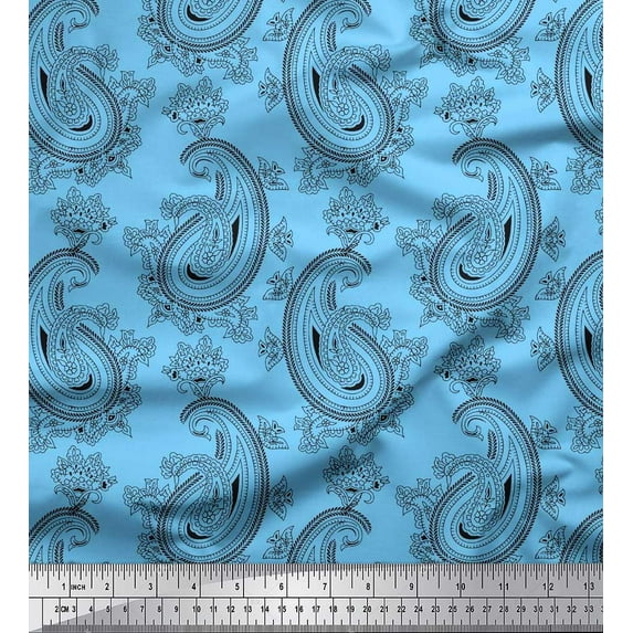 Soimoi Cotton Jersey Fabric Artistic Paisley Print Fabric by Yard 58 Inch Wide