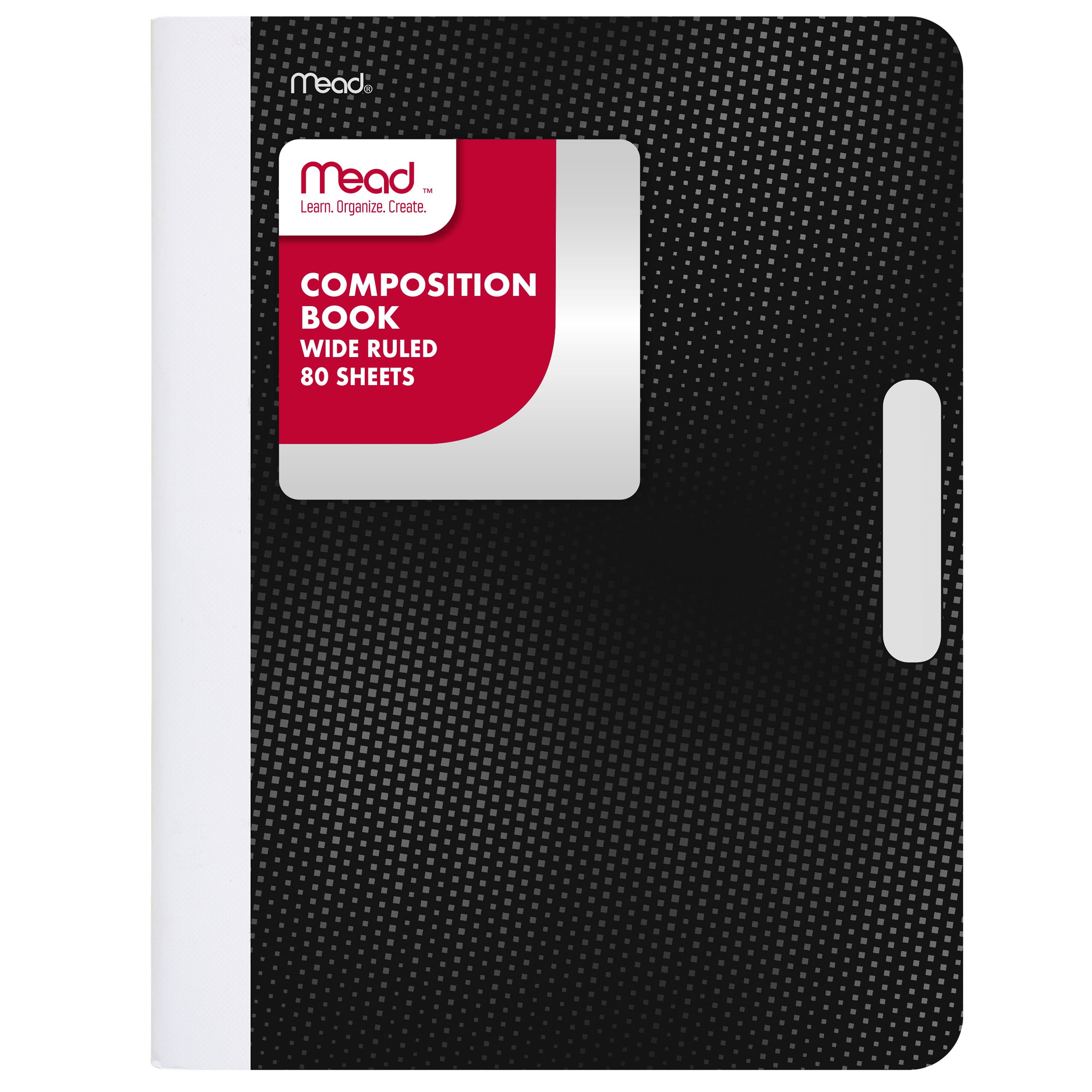 (2 pack) Mead Composition Book, Wide Ruled, 80 Sheets, 7.5" x 9.75", Black