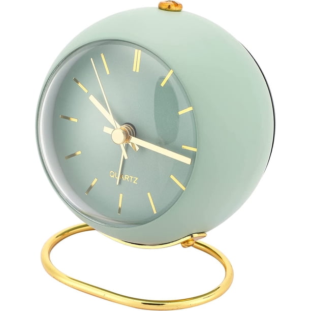 Despertador sin tictac, analógico con luz, despertador retro, ruidoso, mesita de noche para personas que duermen mucho, batería, viaje, despertador retro, pequeño reloj de escritorio para habitación