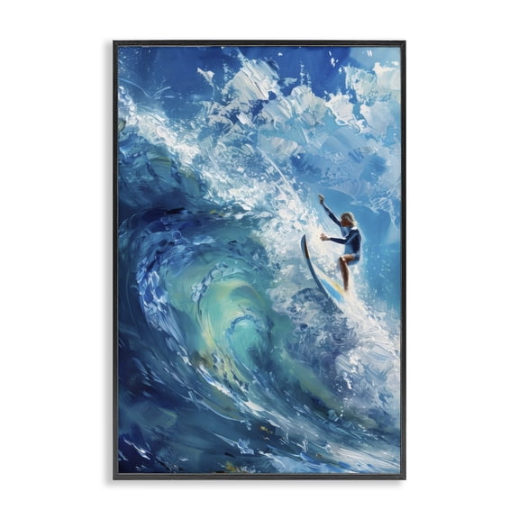 Stupell Industries Eclectic Soul Surfer on Tidal Wave Black Framed Giclee Art, 12 x 18, by LSR Design Studio