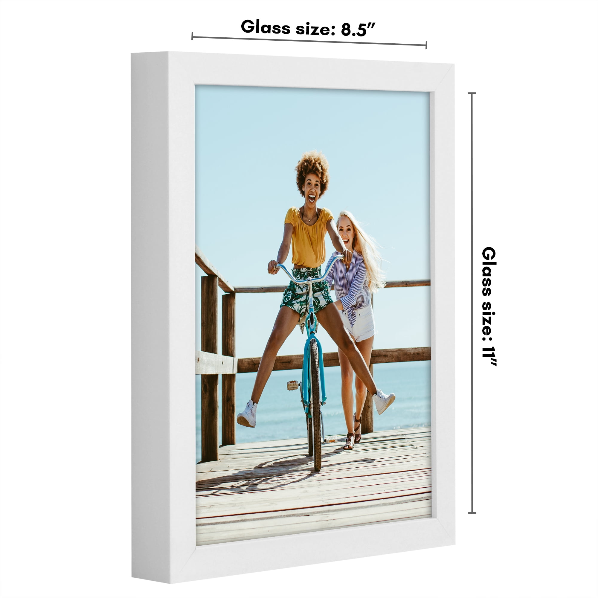 Americanflat 8.5" x 11" Gallery-Style Picture Frame to Secure Artwork, Prints, and Photos - White