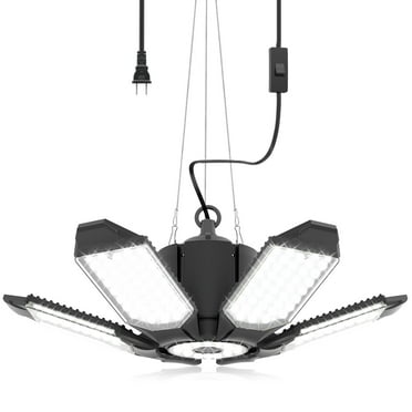 Plug in Linkable LED Shop Light, Super Bright 200W 20000LM Garage Light, 9.84 ft Power Cord, 6500K Daylight, 6 1 Deformable Panels, for Garage, Warehouse, Workbench, Workshop, 1 Pack
