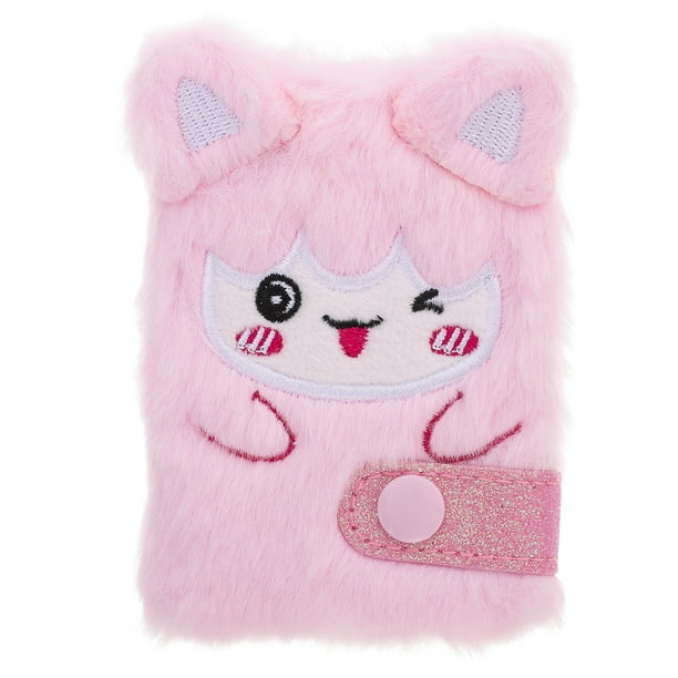 Cuaderno de escritura esponjoso con cubierta de felpa de dibujos animados, cuaderno adorable con forma linda, lindo álbum de recortes, mini cuaderno de bolsillo, álbum de recortes de felpa