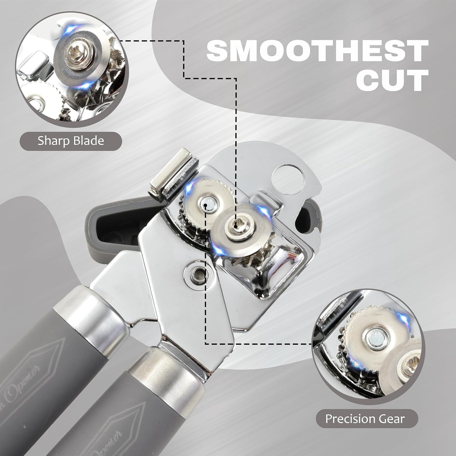 FRKSMD-Manual Can Opener with Magnet, Heavy Duty Hand Can and Bottle Opener with Stainless Steel Blade and Rubber Grip, Smooth Cutting Hand Can Openers for Senior, Magnetic Lid Remover Kitchen Tool (