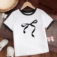 thumbnail image 6 of uikmnh Girls Soft Casual Ruffle Sleeve Blouse, Elegant Floral Bow Print Comfort Daily Wear Top for Kids Color:White,Size:11-12 Years, 6 of 7