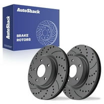 AutoShack Front Drilled & Slotted Brake Rotors | Replacement For 2007-2013 Nissan Altima 2.5L 3.5L V6 FWD | Black Coated | 2-PC Set | BlackShield