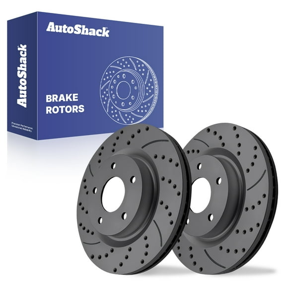 AutoShack Front Drilled & Slotted Brake Rotors | Replacement For 2007-2013 Nissan Altima 2.5L 3.5L V6 FWD | Black Coated | 2-PC Set | BlackShield