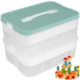 thumbnail image 1 of Reusable Child Toy Containers Large Capacity Building Blocks Containers Stackable Toy Organizer Box with Adjustable Compartments for Building Brick Dolls Toys(olive green  2 Layer）, 1 of 5