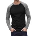 thumbnail image 5 of INSPIRE CHIC Men's Raglan T-Shirt Long Sleeve Crewneck Casual Baseball T-Shirts 2XL Black, 5 of 6