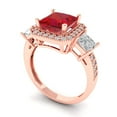 thumbnail image 2 of 3.005 ct Princess Cut Simulated Ruby 3 Stone 14K Rose Gold Womens Engagement Ring, 2 of 5